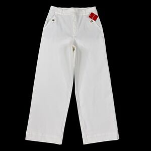 Spanx Pants Women Medium White Twill Cropped Wide Leg Slimming Panel NWT